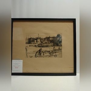 Whistler lithograph. Late 19th century. Signed 1859. Thames set.